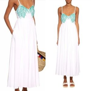 Mara Hoffman Palm Print Embroidered Maxi Dress